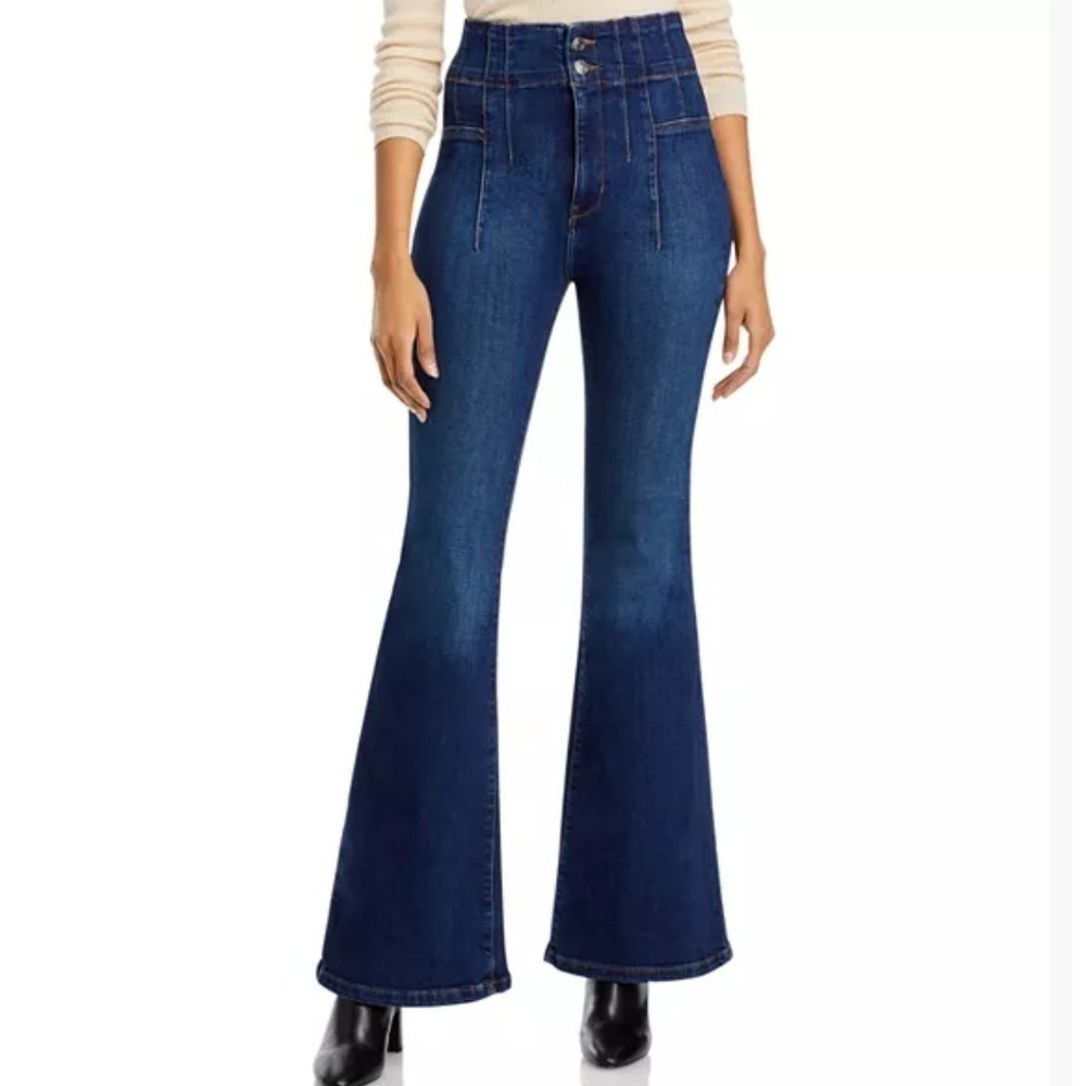 Free People Jayde Flare Jeans Women 26 Blue High Rise Boho Retro Western Cowgirl